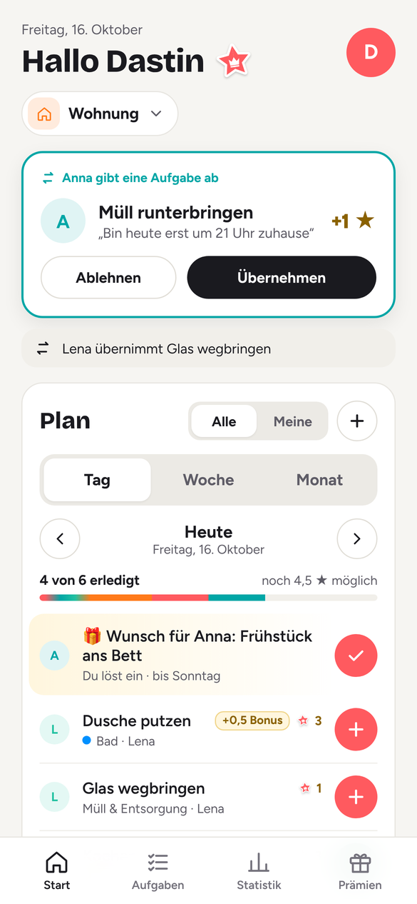 Start: dein Tag und deine Sternchen